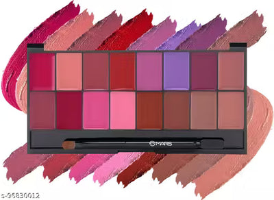 MARS Infinity Lip Palette | Demi Matte | 16 Colors to Infinte Lipstick Colors | Free Spatula cum Applicator (36.0 gm) ( Shade-02 )