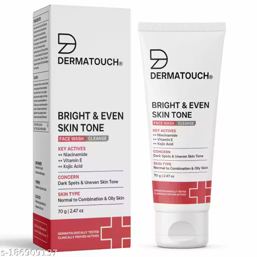 Dermatouch Bright & Even Tone with Niacinamide, Vitamin E and Kojic Acid Face Wash - 70G