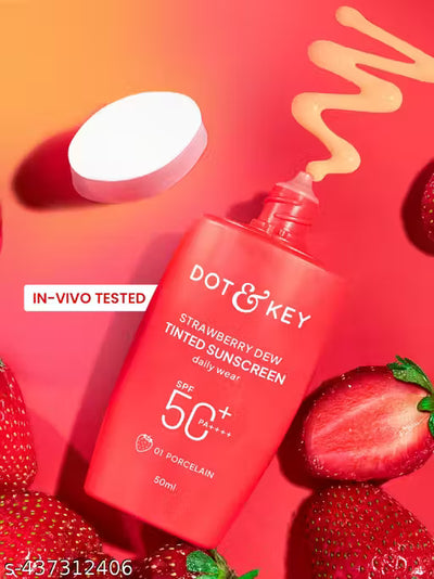 Strawberry Dew Tinted Sunscreen In-Vivo Tested SPF 50+ PA++++Daily Wear 50ml Porcelain 01
