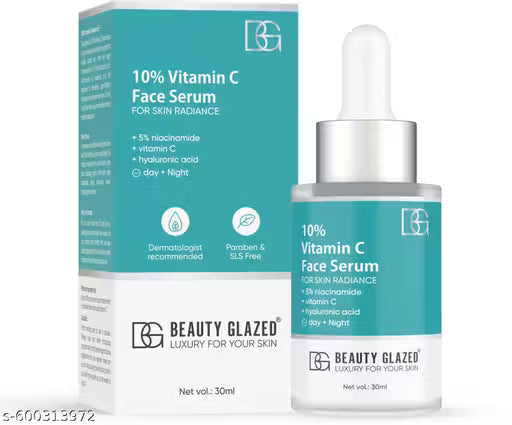Beauty Glazed 10% Vitamin C Face Serum for Radiant Skin with 5% Niacinamide & Hyaluronic Acid Day & Night (30 ml)