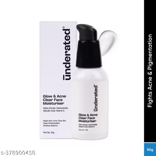 UNDERATED Glow and Acne Clear Face Moisturizer Powered with Salicylic Acid and Vitamin E | 50g