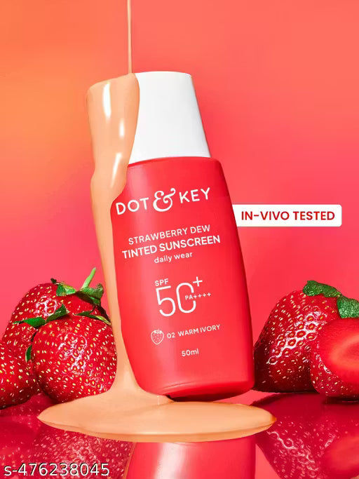Strawberry Dew Tinted Sunscreen In-Vivo Tested SPF 50+ PA++++Daily Wear 50ml Warm Ivory 02