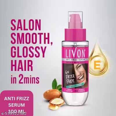 Livon Hair Serum, For Dry & Frizzy Hair | Provides shine , smoothness & damage protection| Leave in serum for women & Men| With Vitamin E & Argan Oil | 100ml