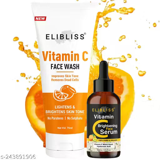 Elibliss Experience the Power of Vitamin C: Elevate Your Skincare Routine with a Gel Face Wash and Serum Combo